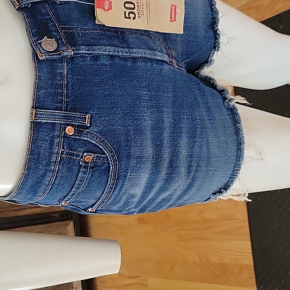 Levi's 501 Mid Rise Button Fly Denim Shorts With A Raw Hem - Picture 3 of 13